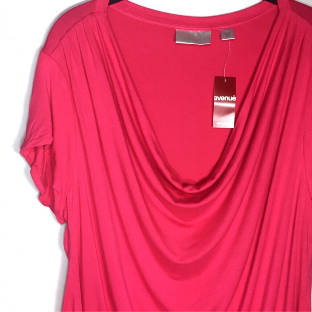 Avenue Bright Pink Drape Front Shirt Sz 18/20